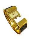 Vintage Hermès Gold Plated Green Bangle Watch