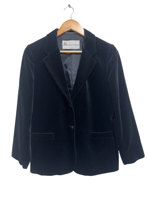 Vintage Claude Havrey Velvet Pinstripe Black Blazer