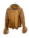 Vintage Leather Jacket with Fur Collar + Cuffs