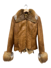 Vintage Leather Jacket with Fur Collar + Cuffs
