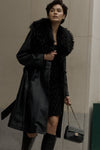 Vintage Leather Coat with Removable Gilet + Removable Fur Collar