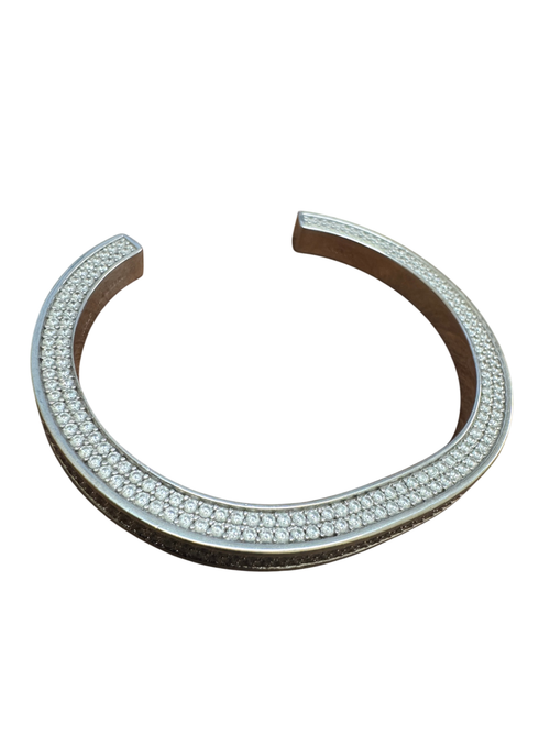 Vintage Celine Rhinestone Bangle Silver