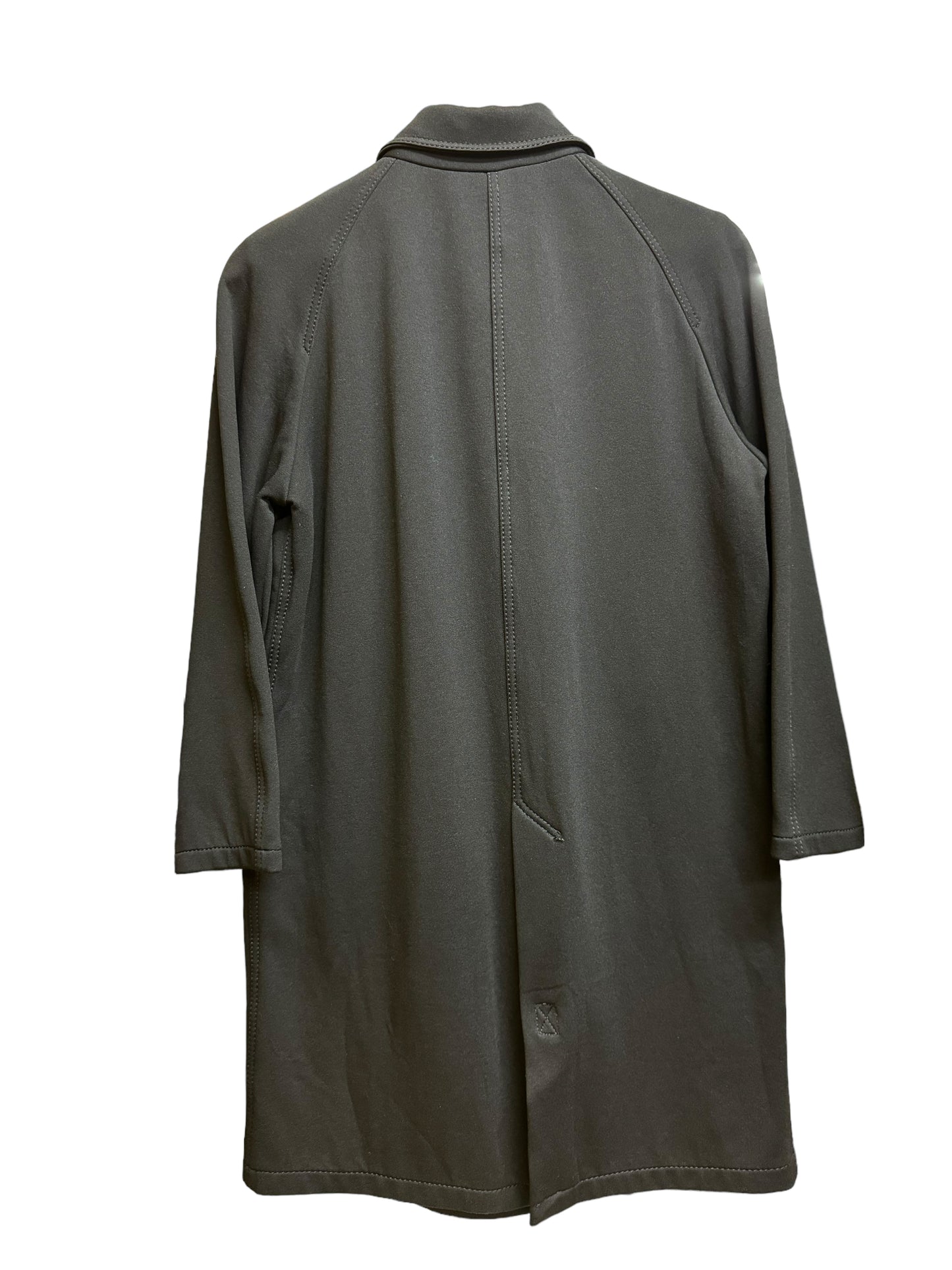 Vintage Fendi black long coat, back view. UK10 fit with vertical linings, in very good condition.