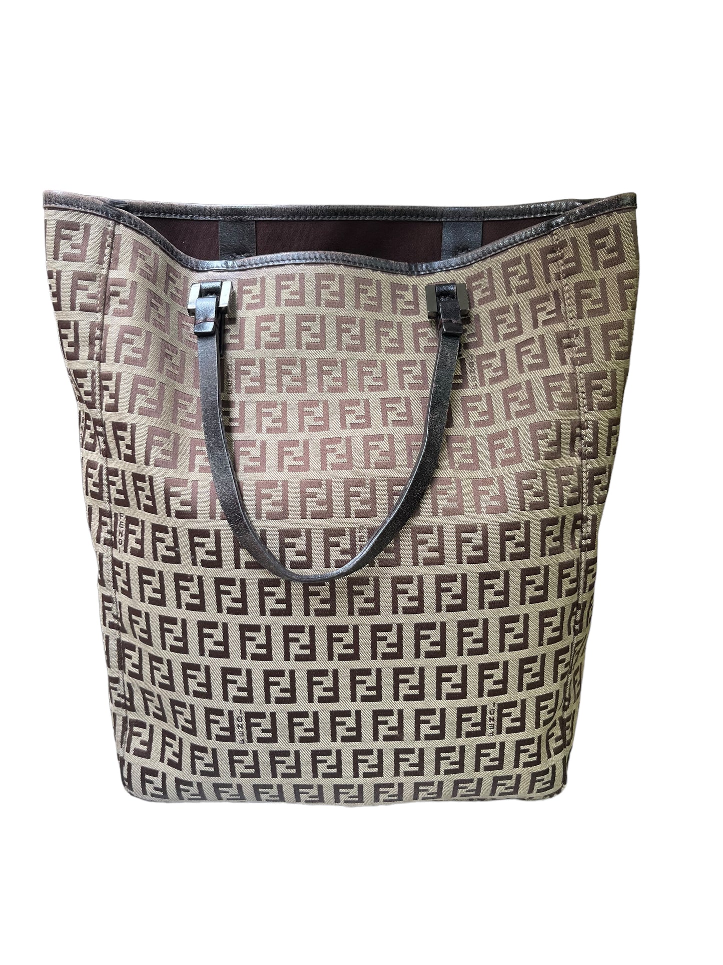 Vintage Fendi Beige Zucchino Tote bag includes matching pouch