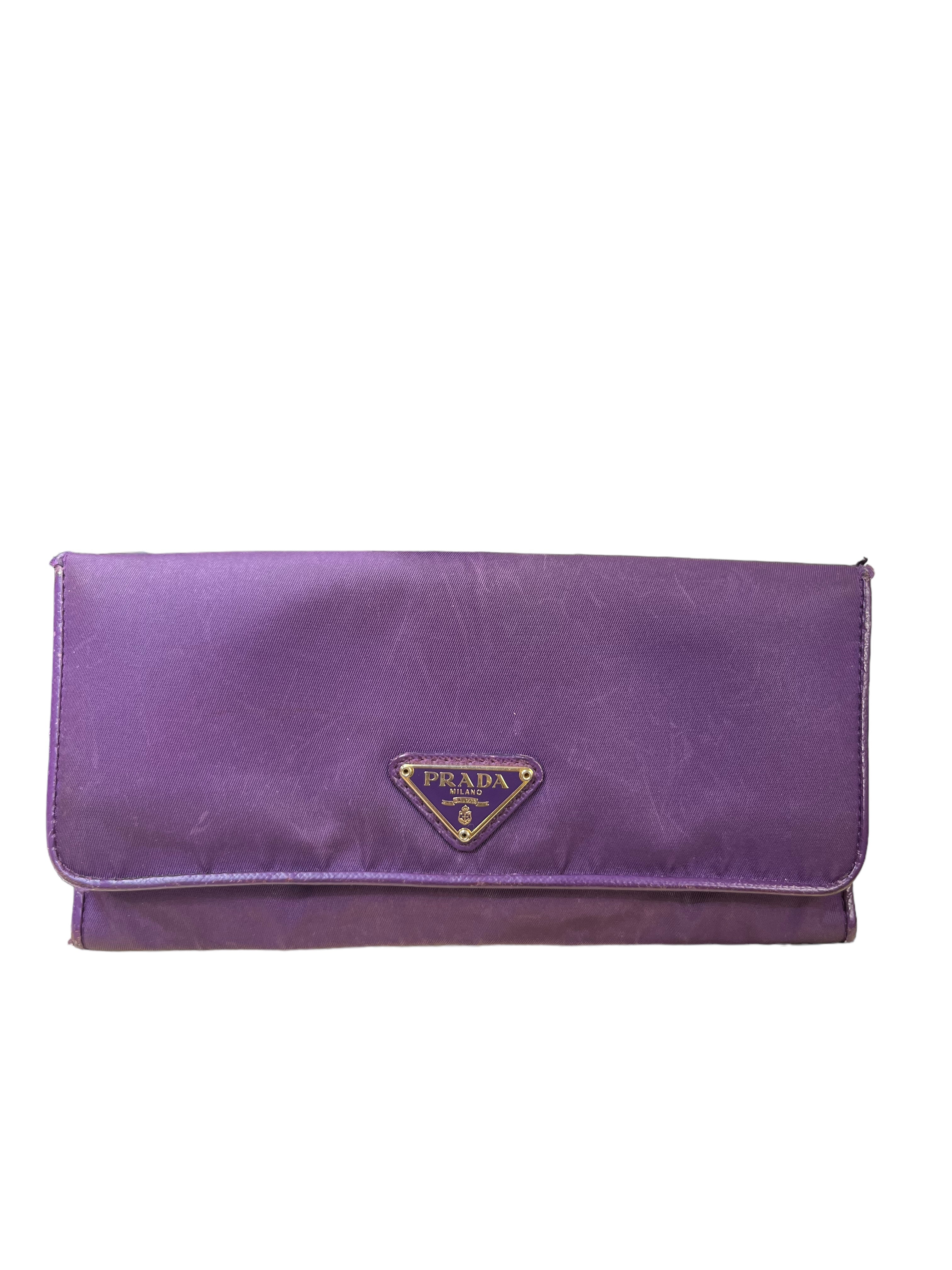 Prada Purple store Patent zippered long wallet