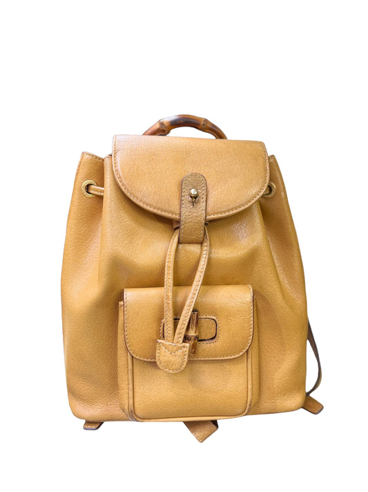 Vintage Gucci Mini Yellow Bamboo Backpack