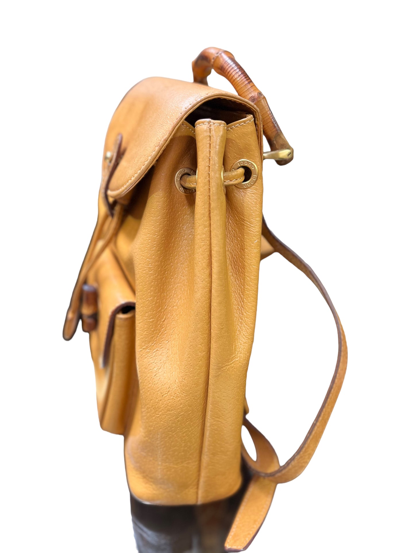 Vintage Gucci Mini Yellow Bamboo Backpack