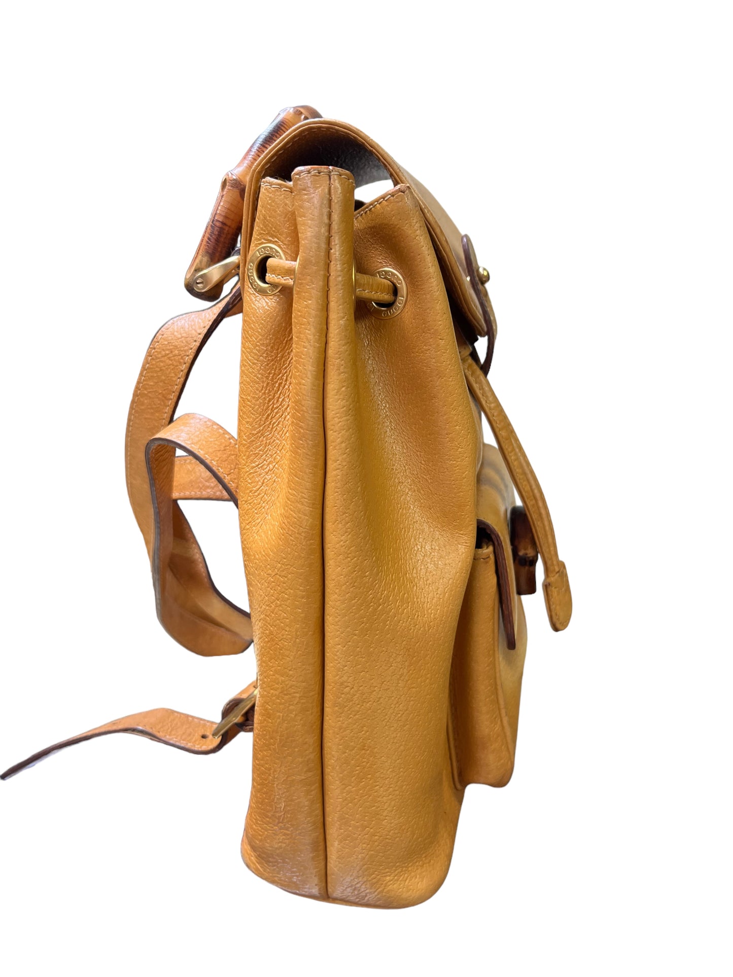 Vintage Gucci Mini Yellow Bamboo Backpack