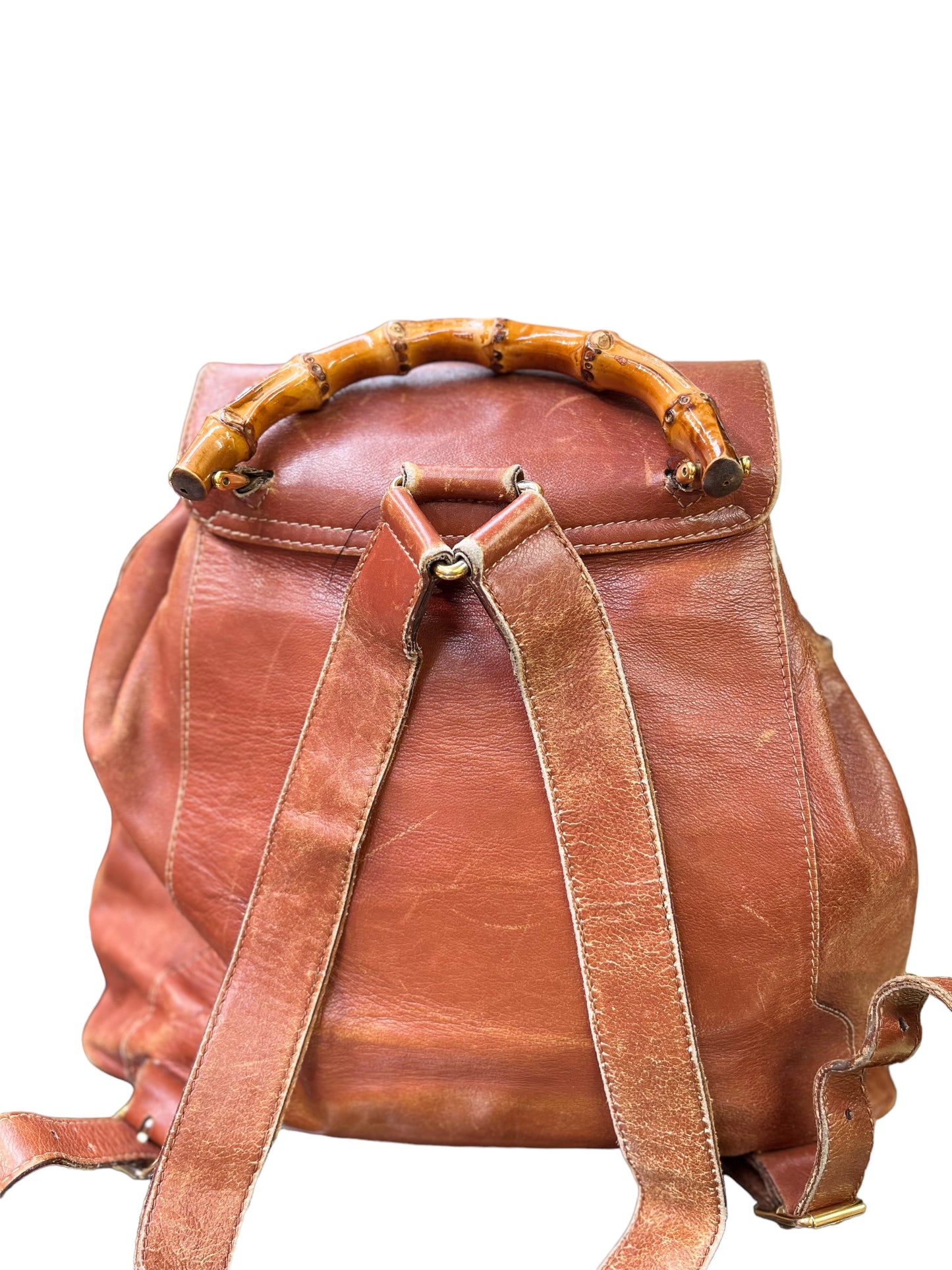 Vintage Gucci Brown Bamboo Backpack