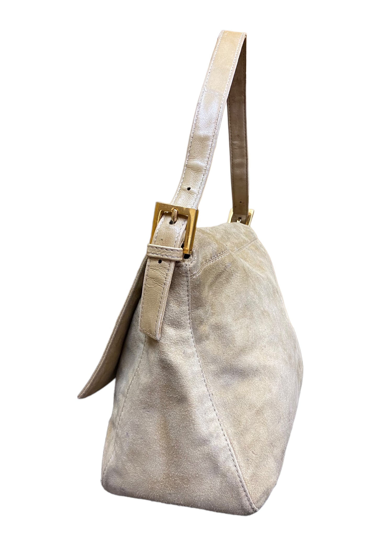 Vintage Fendi Beige Suede Mama Baguette