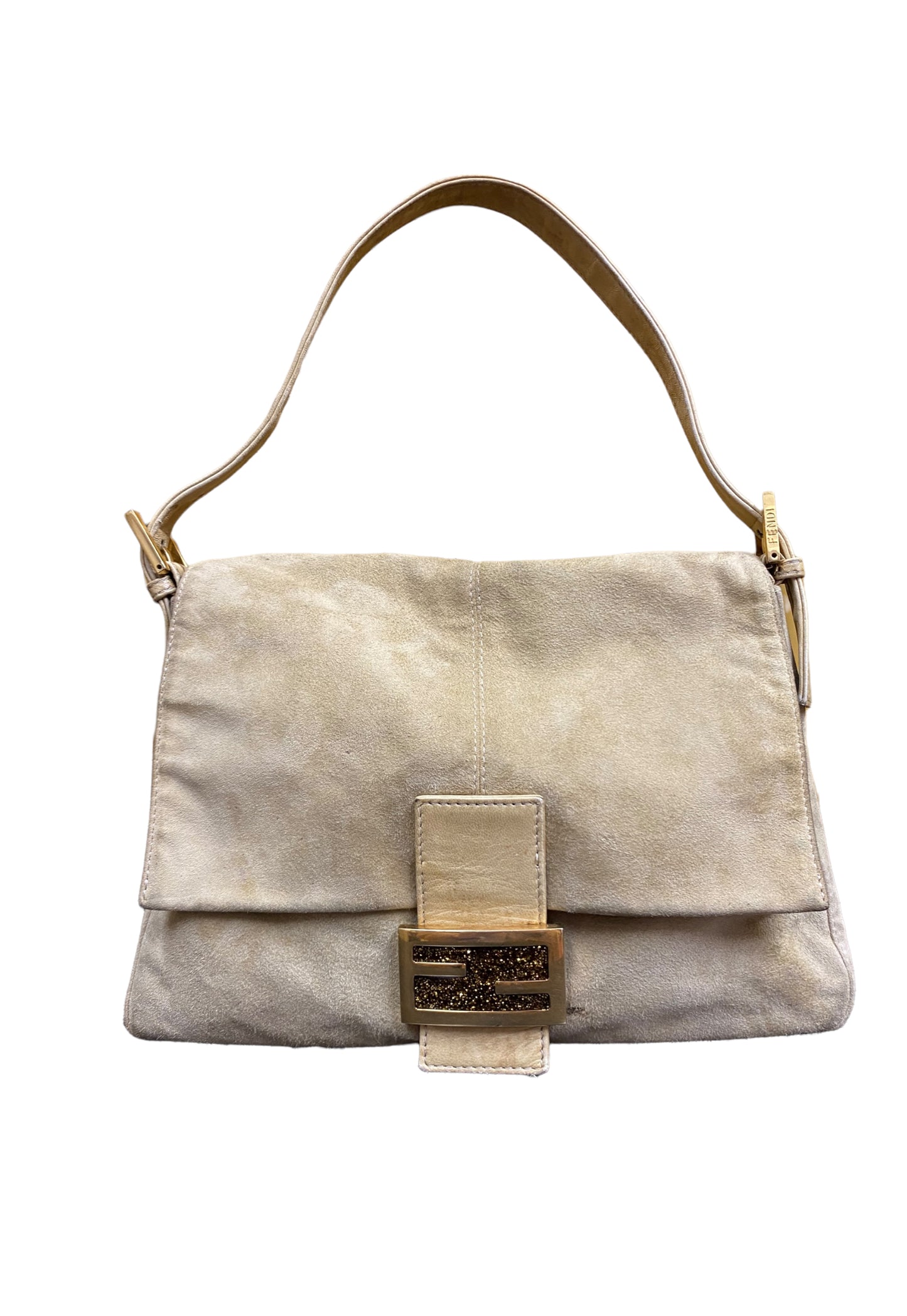 Vintage Fendi Beige Suede Mama Baguette