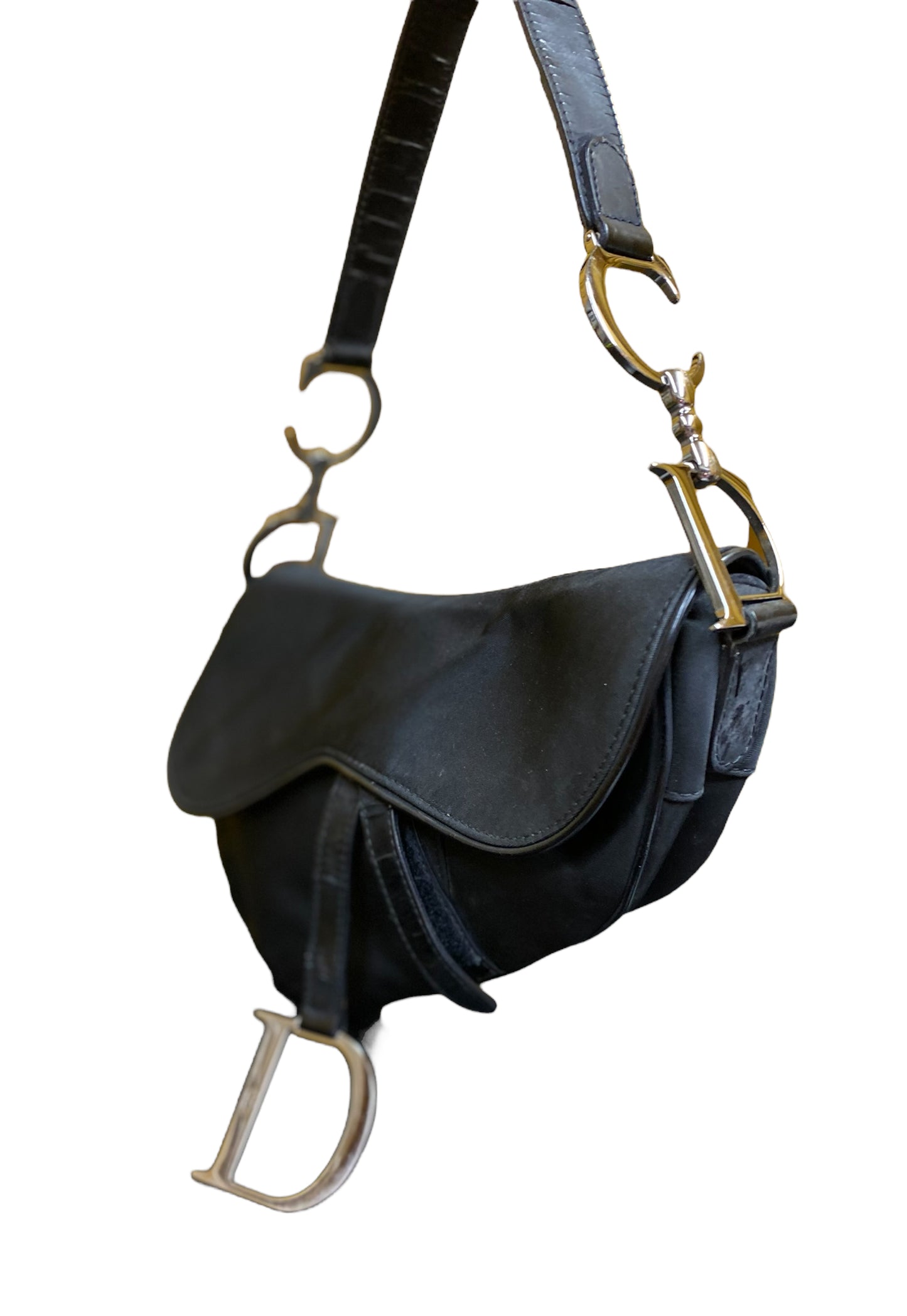 Vintage Christian Dior Black Saddle Bag