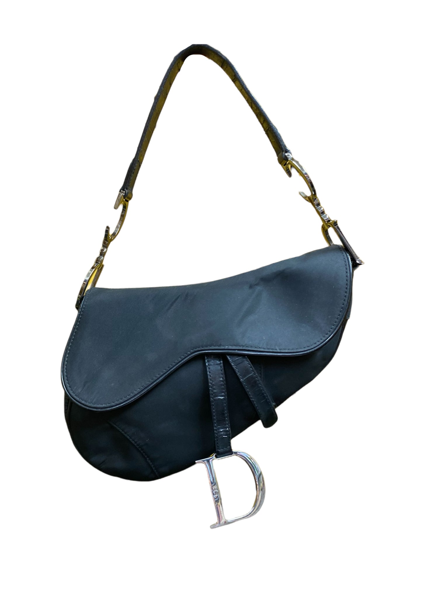 Vintage Christian Dior Black Saddle Bag