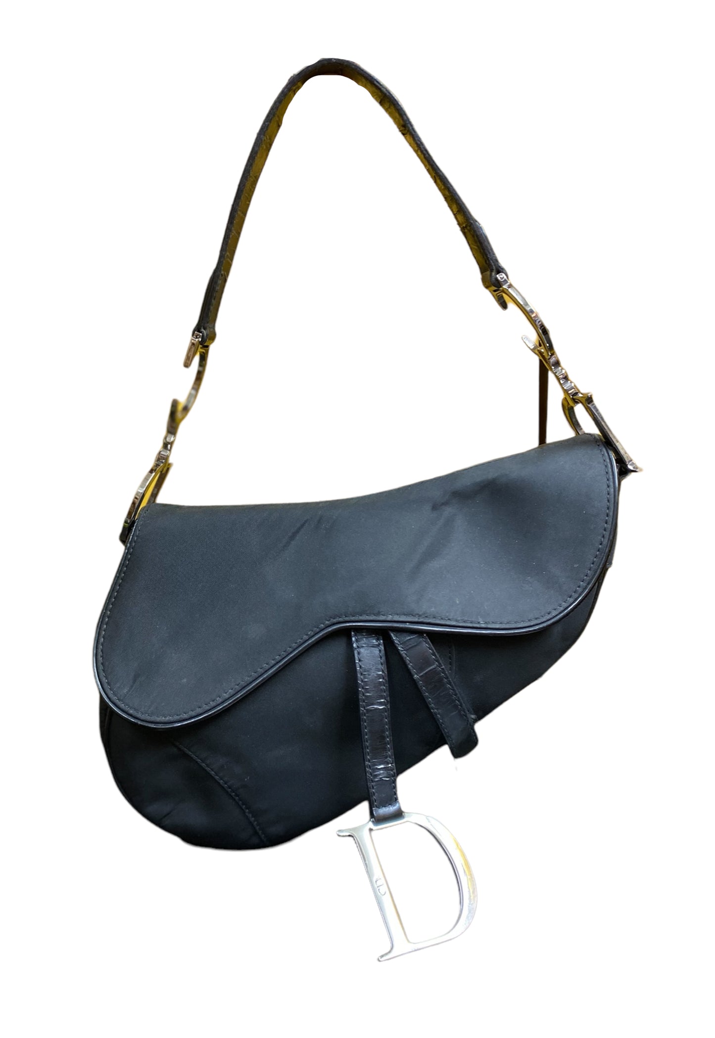 Vintage Christian Dior Black Saddle Bag