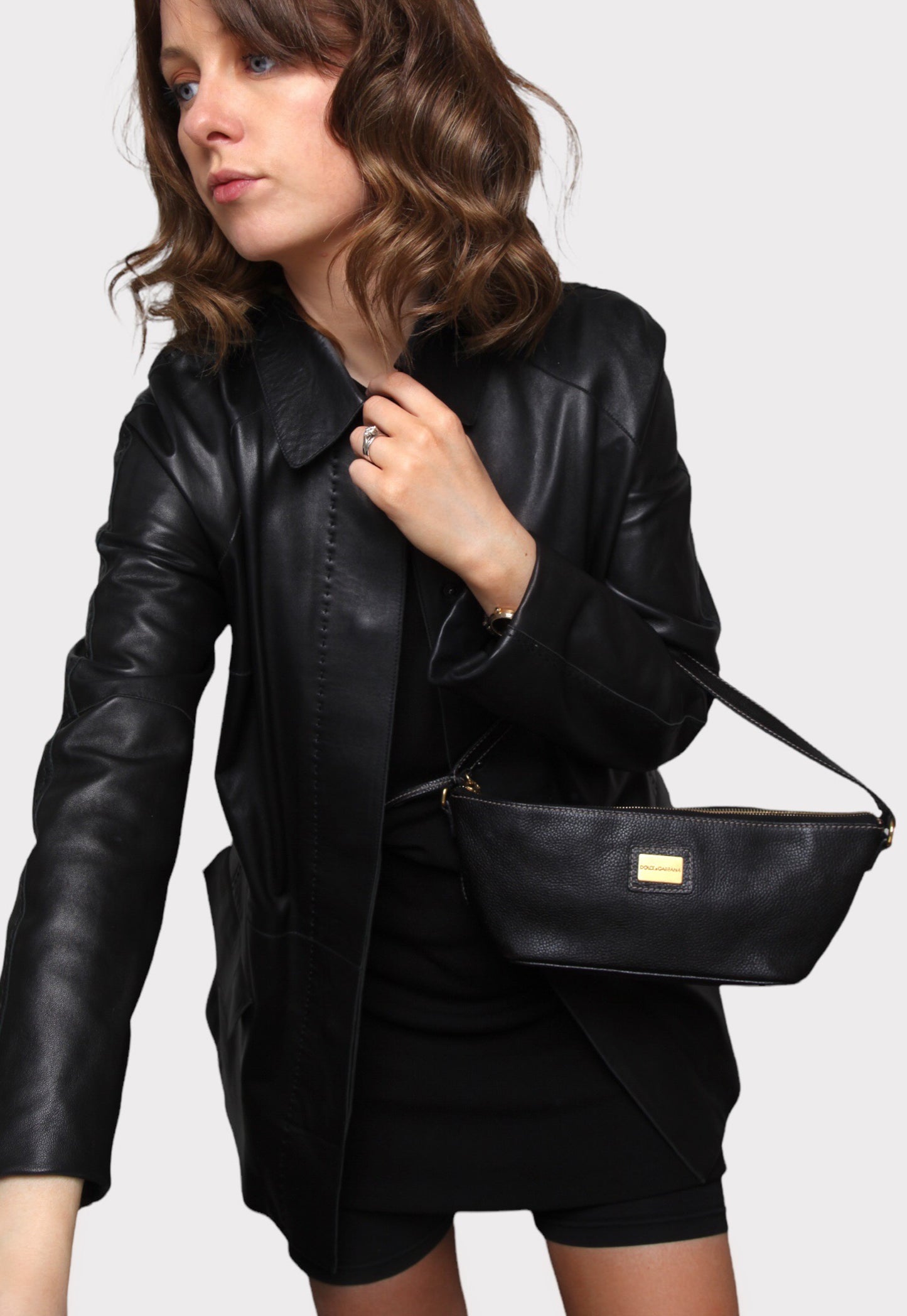 Vintage Dolce & Gabbana Black Leather Pochette