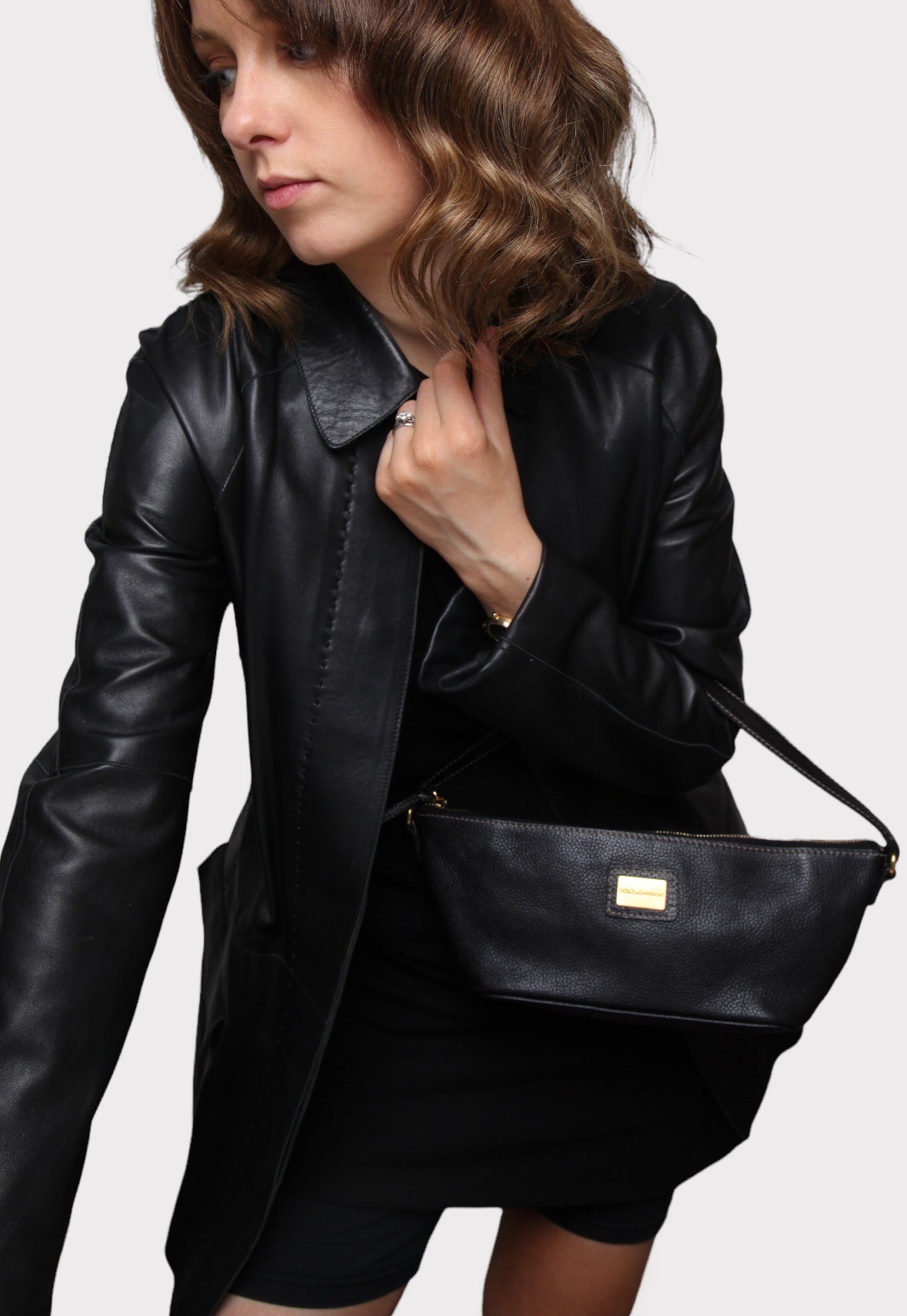 Vintage Dolce & Gabbana Black Leather Pochette