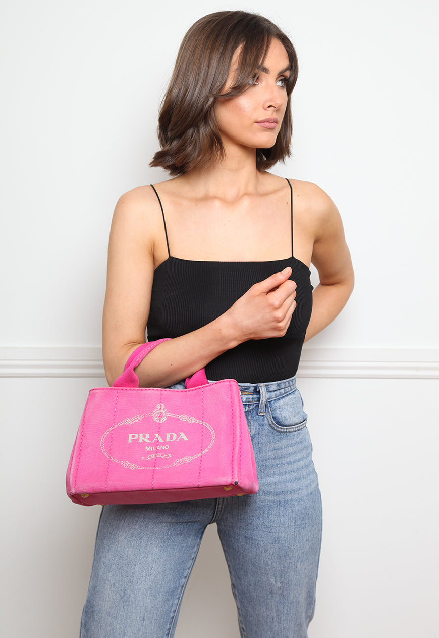 Prada Canapa Pink Denim Tote store