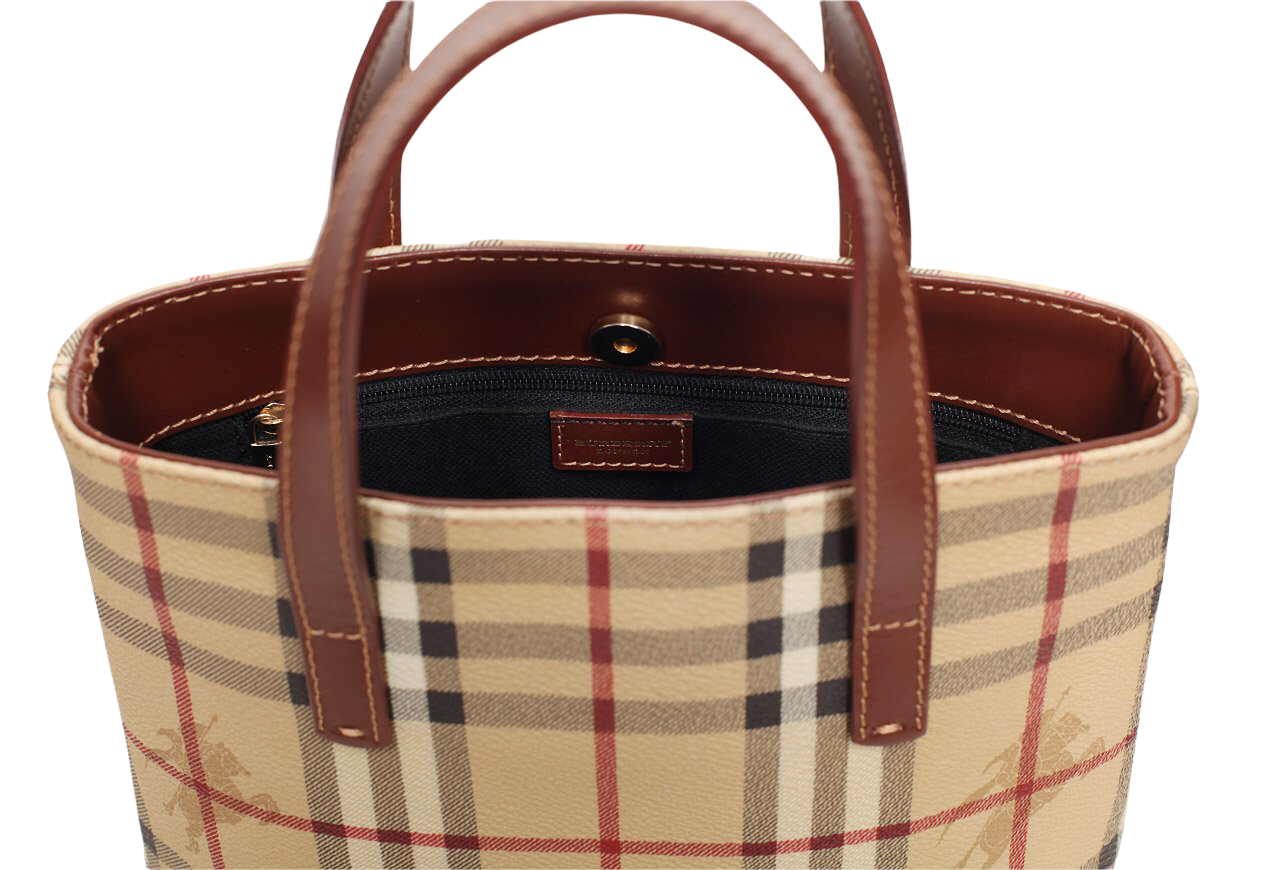 Burberry Haymarket Check Coated Canvas Mini Tote - Lou's Lot