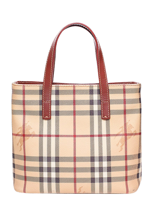 Burberry Haymarket Check Coated Canvas Mini Tote - Lou's Lot