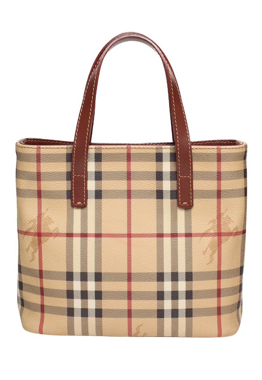 Burberry Haymarket Check Coated Canvas Mini Tote - Lou's Lot