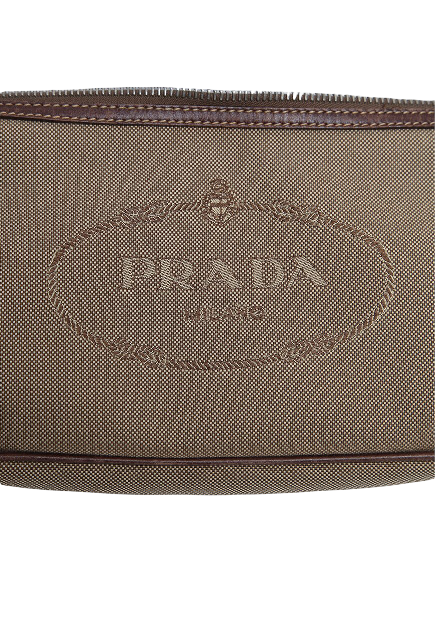 Vintage Prada Brown Canapa Logo Pochette