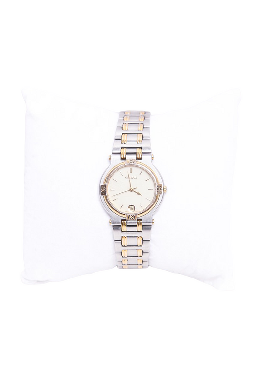 Vintage Gucci 9000M Stainless Steel & Gold Plated Watch