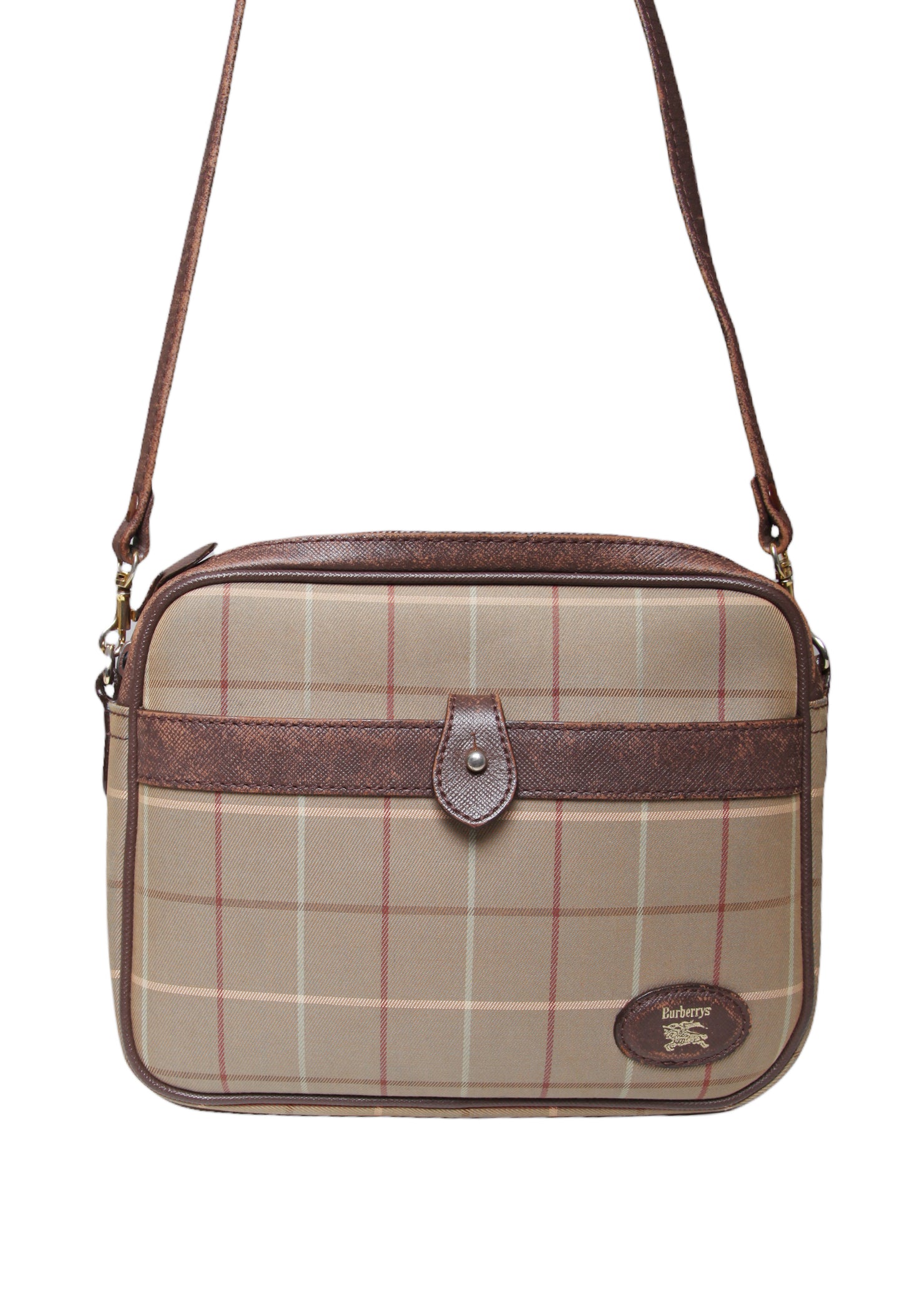 Vintage Burberry Check Print Crossbody Bag