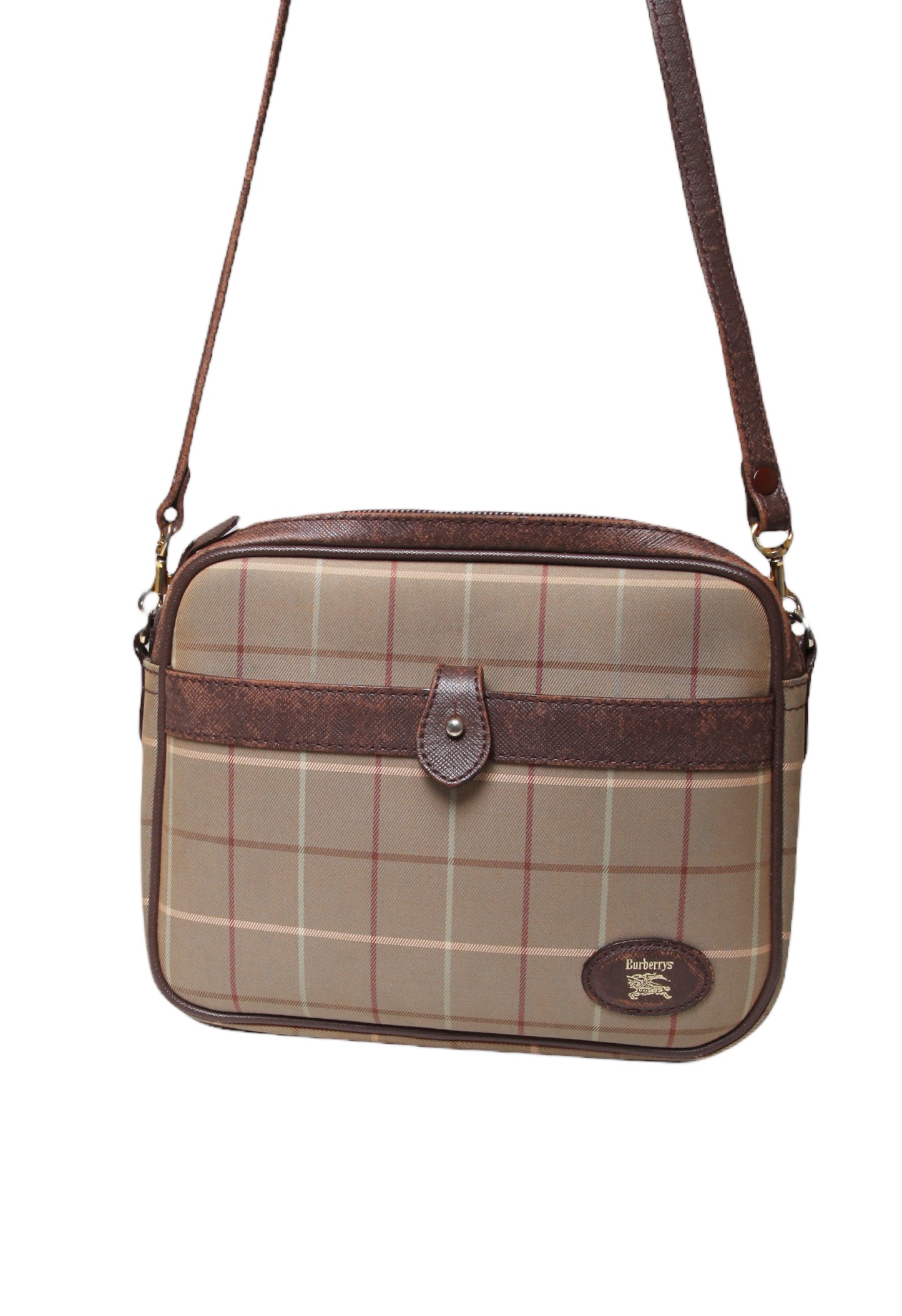 Vintage Burberry Check Print Crossbody Bag