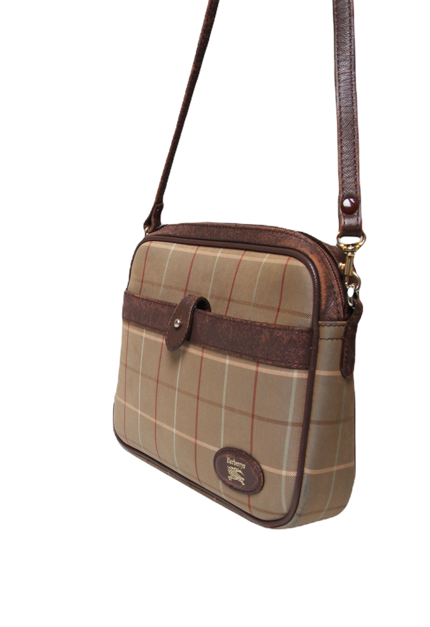 Vintage Burberry Check Print Crossbody Bag