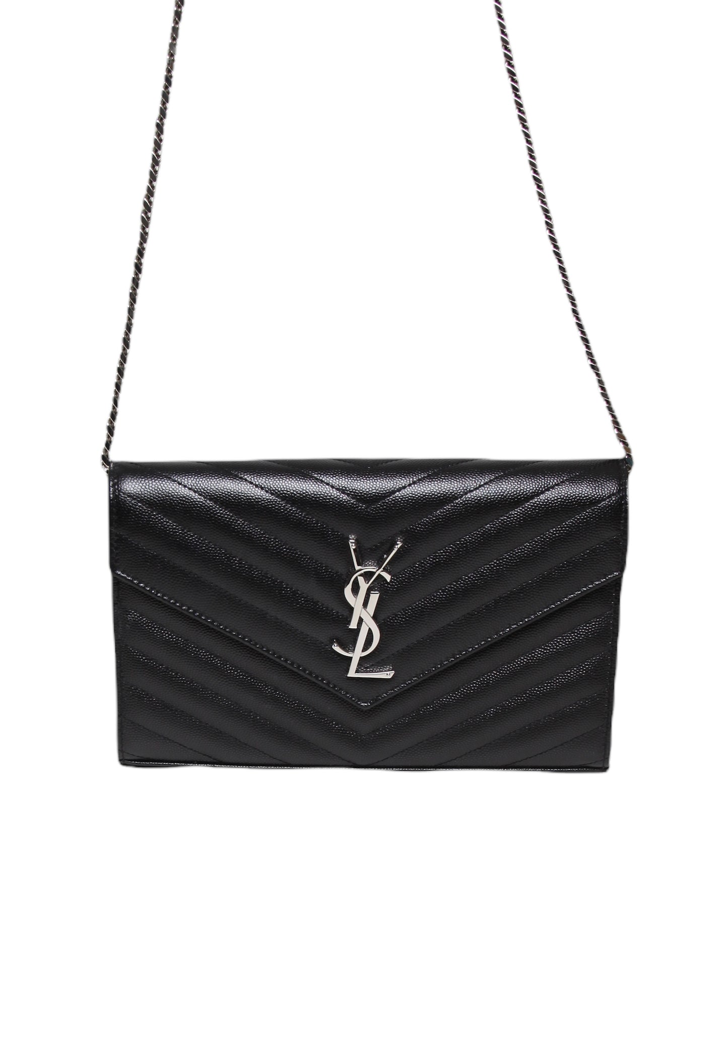 Preloved Saint Laurent Black Monogram Wallet on Chain