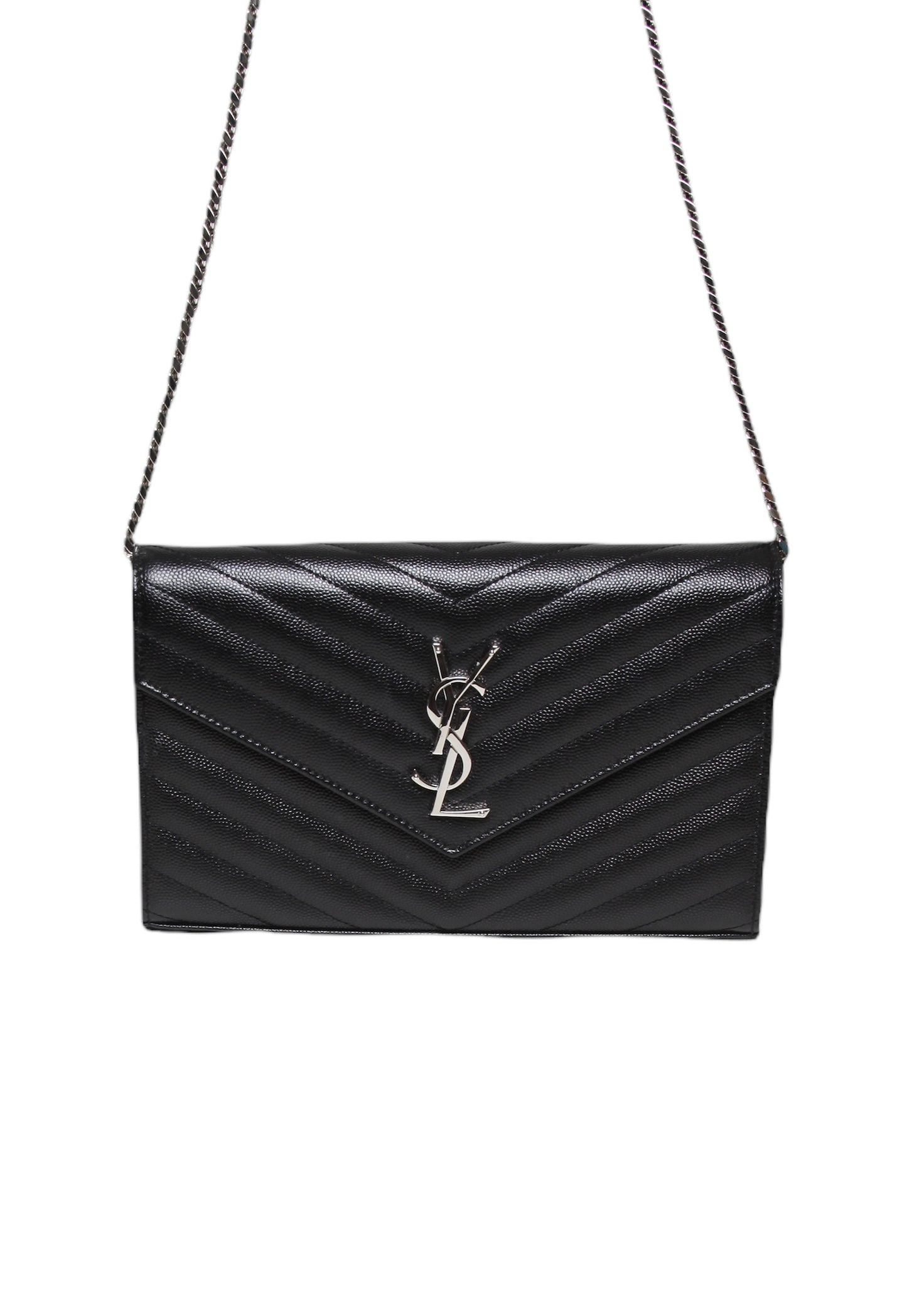 Preloved Saint Laurent Black Monogram Wallet on Chain