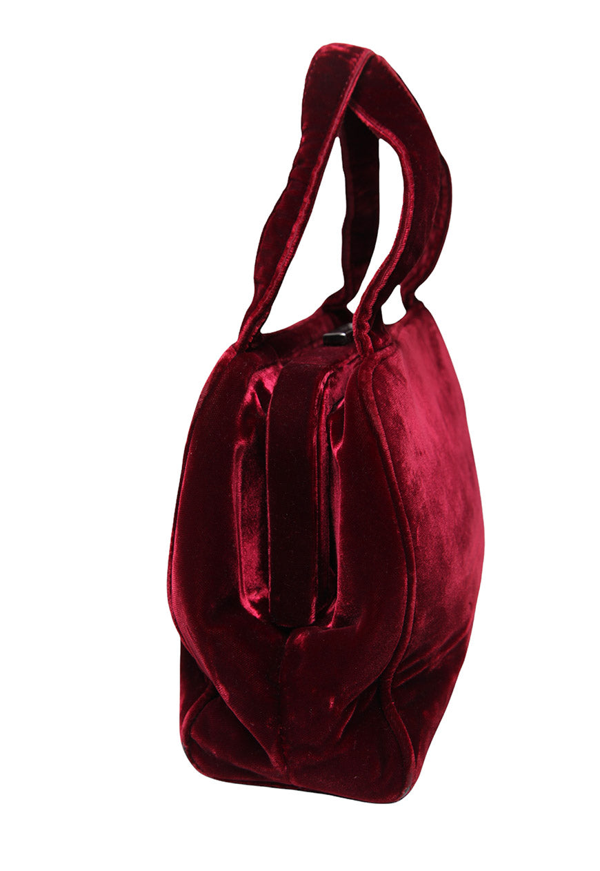 Vintage Prada Red Velvet Handbag