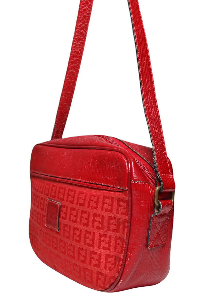 Vintage Fendi Zucchino Red Crossbody