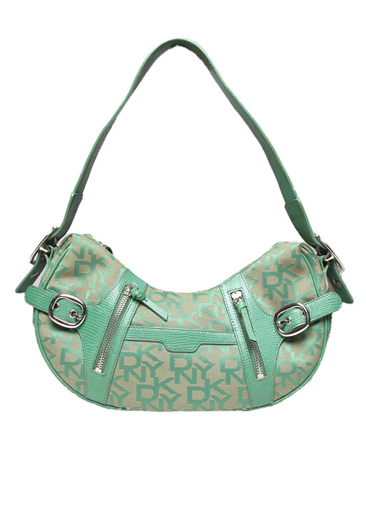 Vintage DKNY Green Croissant Shoulder Bag