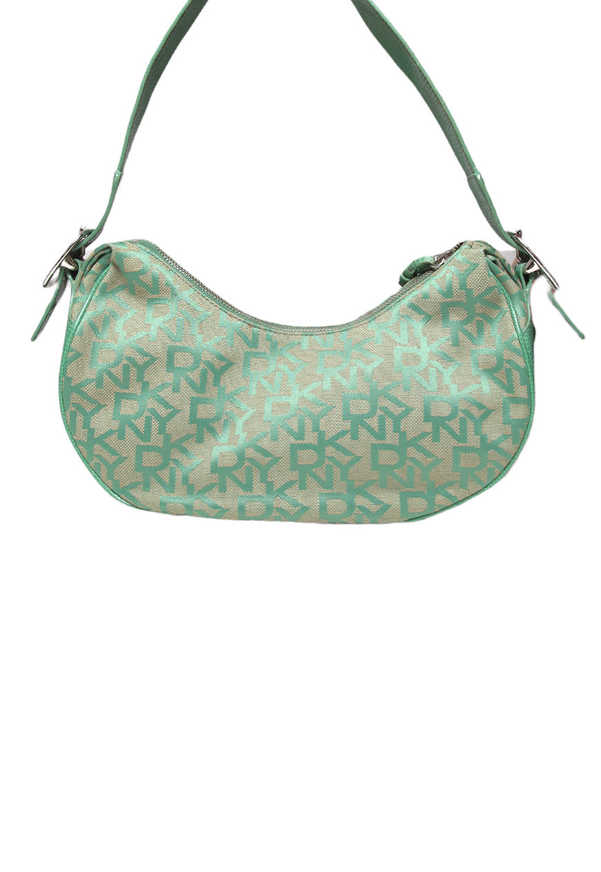 Vintage DKNY Green Croissant Shoulder Bag