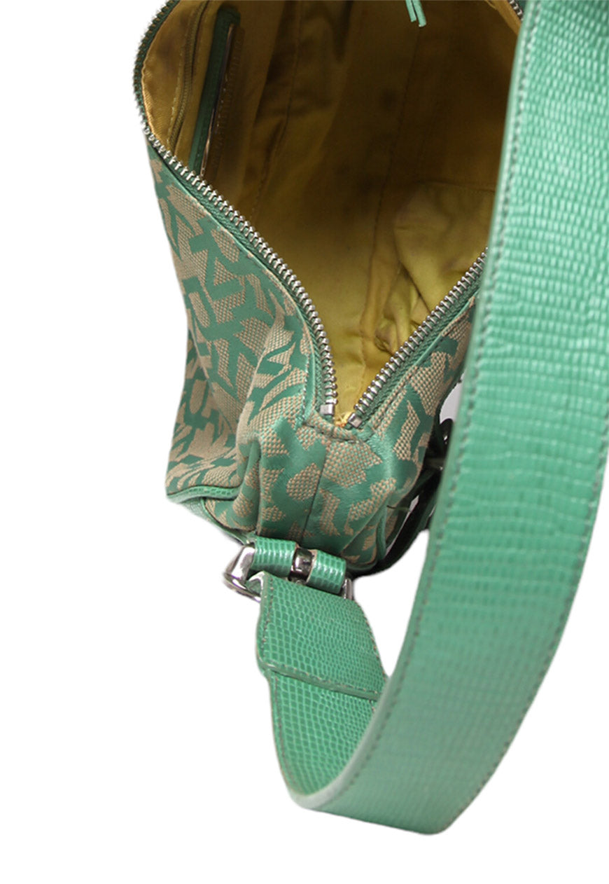 Vintage DKNY Green Croissant Shoulder Bag