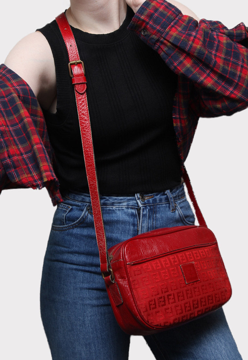 Vintage Fendi Zucchino Red Crossbody