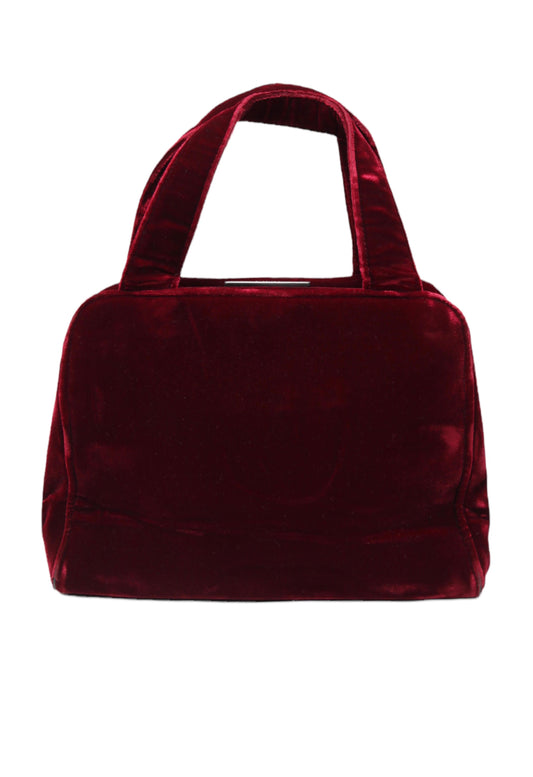 Vintage Prada Red Velvet Handbag (2)