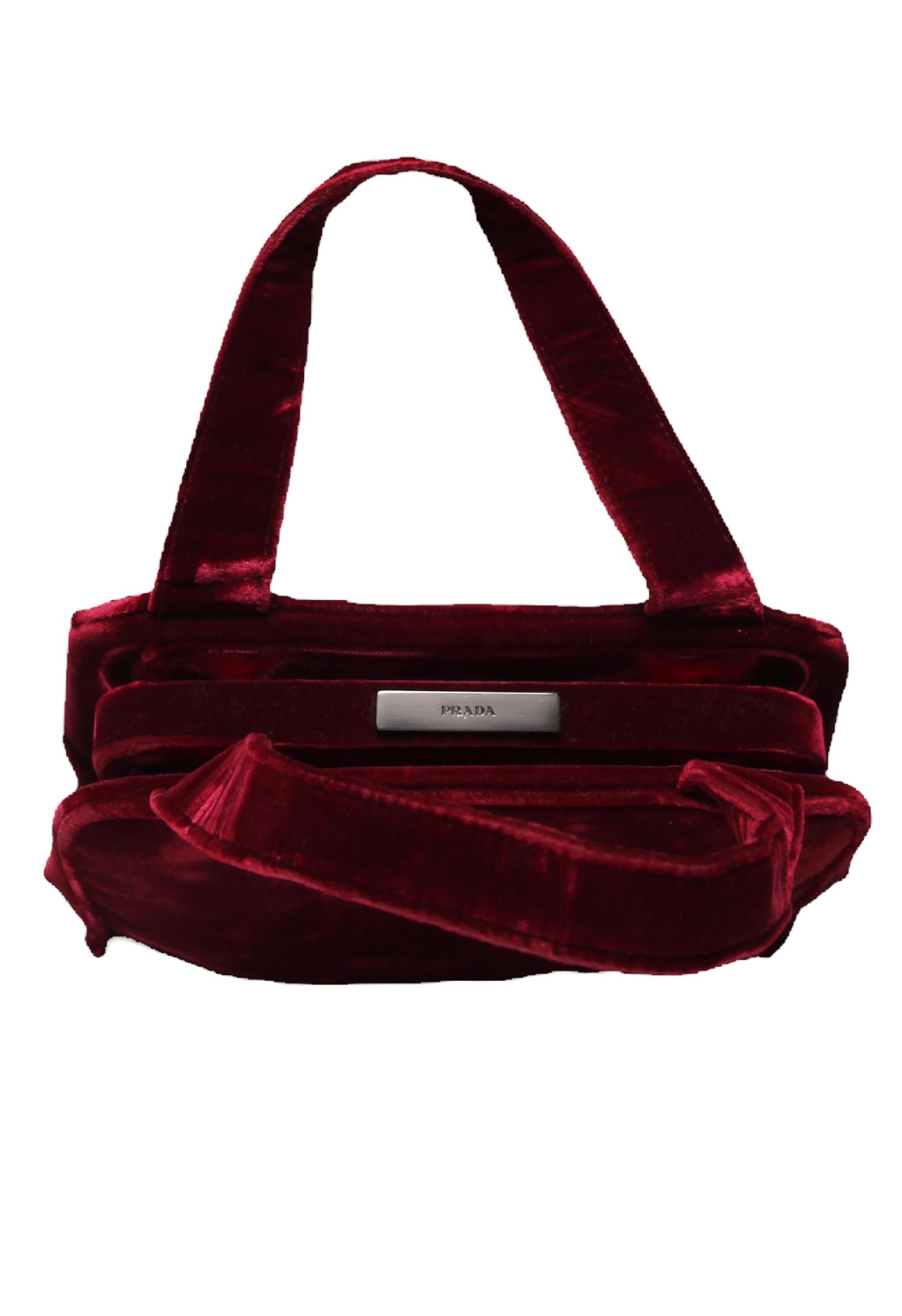 Vintage Prada Red Velvet Handbag (2)