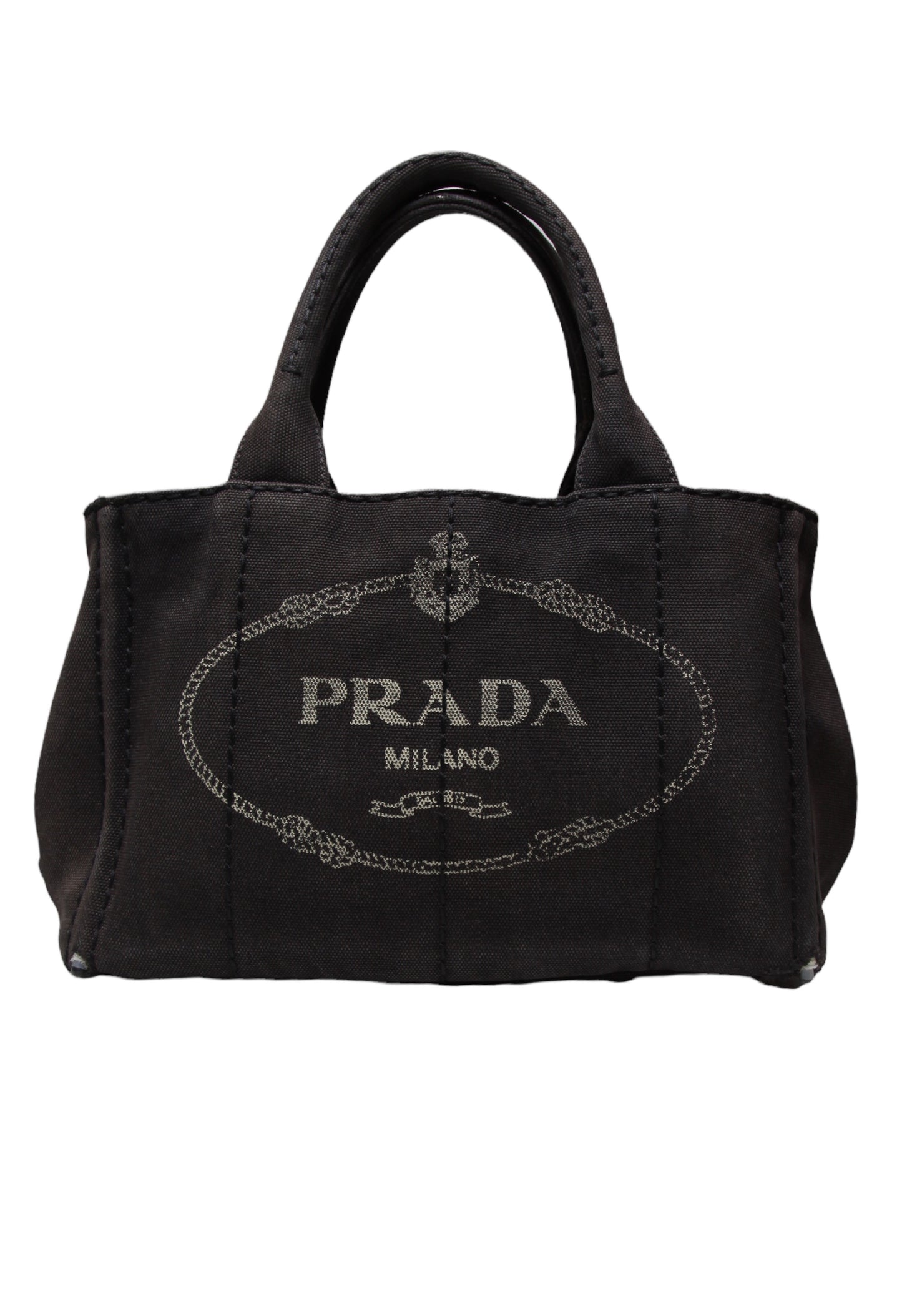 Vintage Prada Black Small Canapa Logo Tote