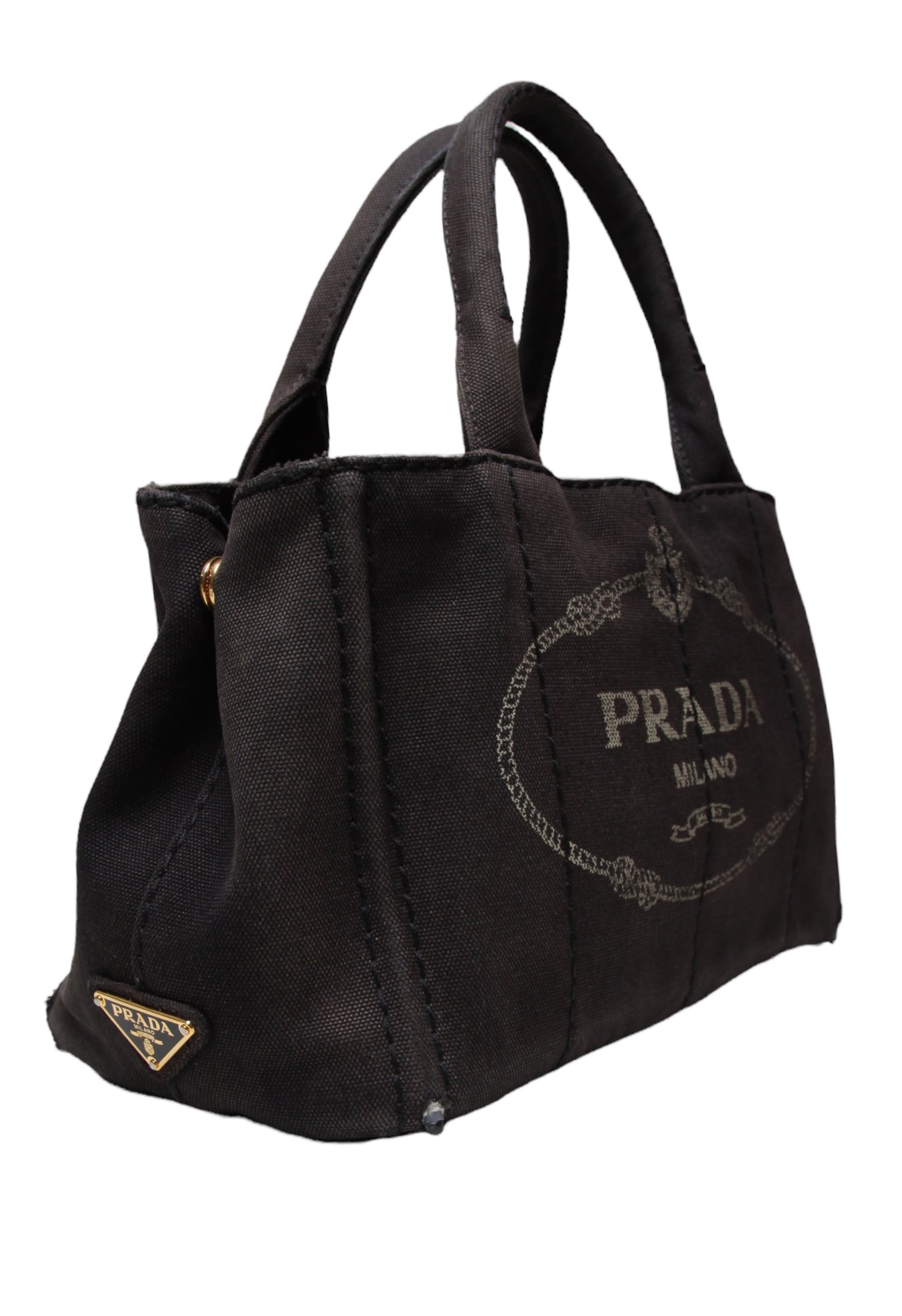 Vintage Prada Black Small Canapa Logo Tote