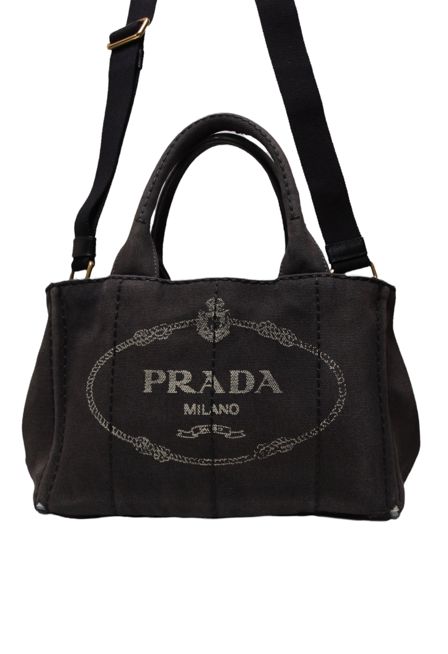 Vintage Prada Black Small Canapa Logo Tote