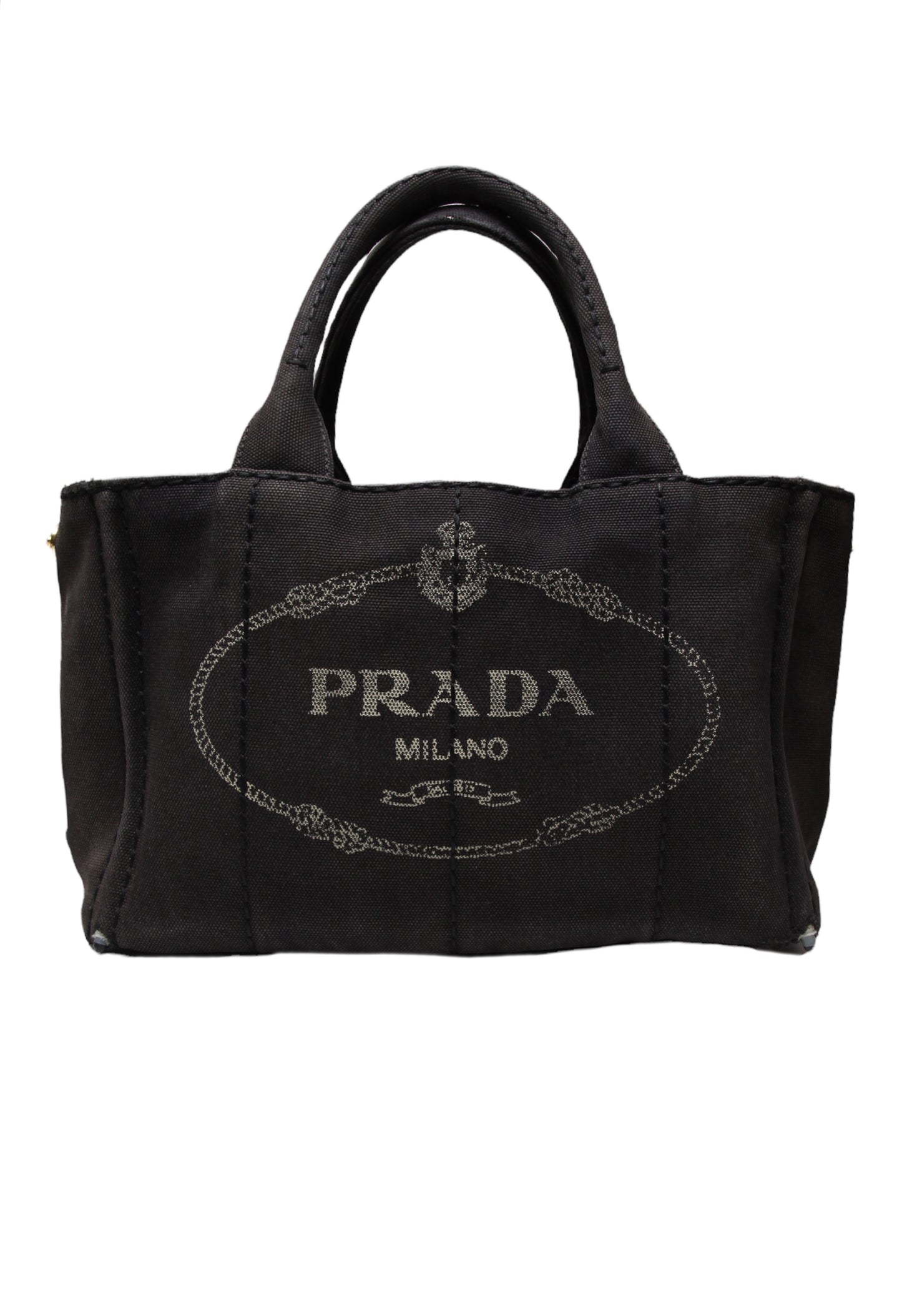 Vintage Prada Black Small Canapa Logo Tote