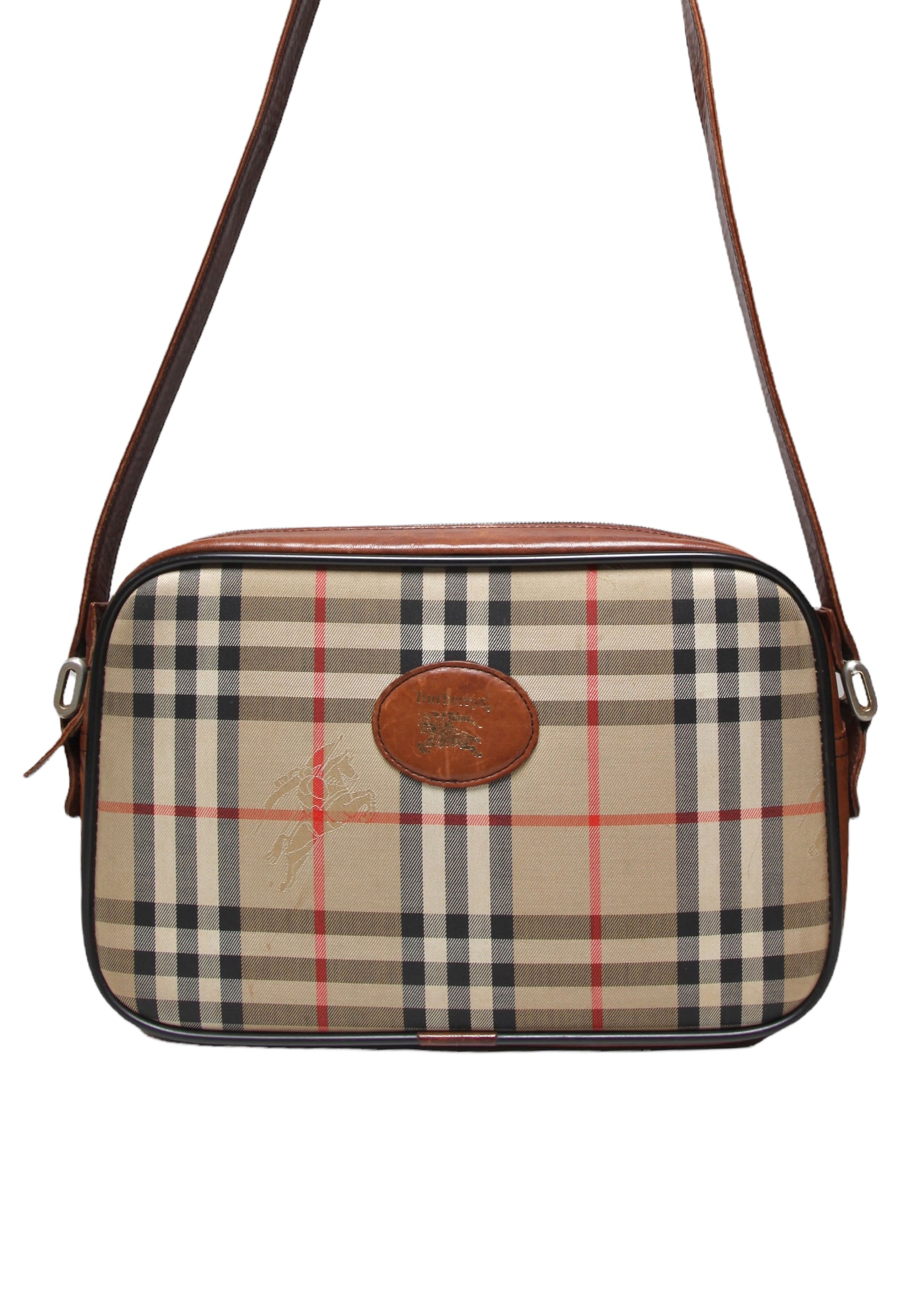 Vintage Burberry Short Crossbody Bag in Brown