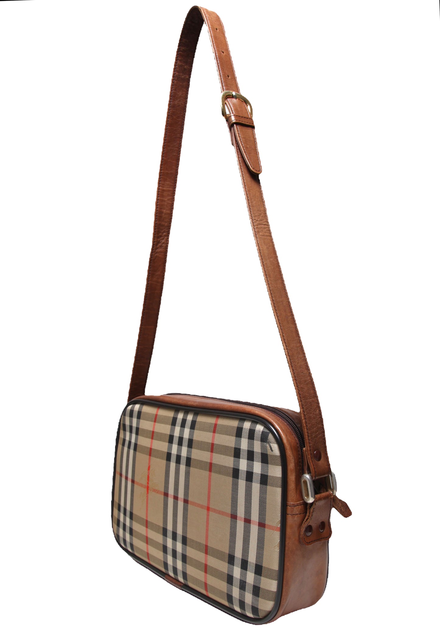 Vintage Burberry Short Crossbody Bag in Brown