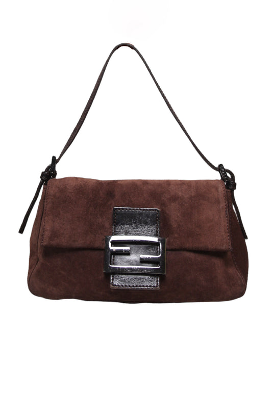 Vintage Fendi Brown Suede Baguette